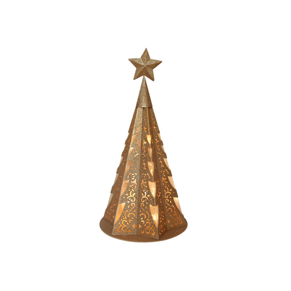 Golden Tabletop Mini Wooden Christmas Tree Decor