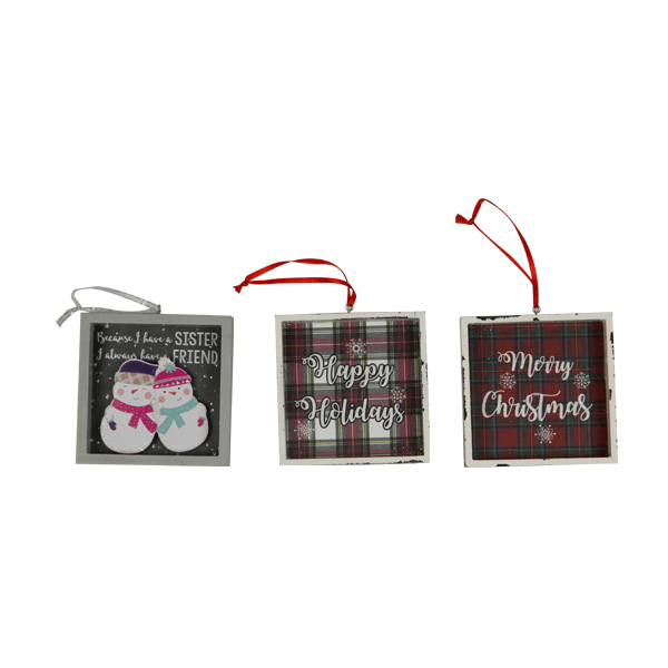 Christmas Farmhouse Square Plaid Hanging