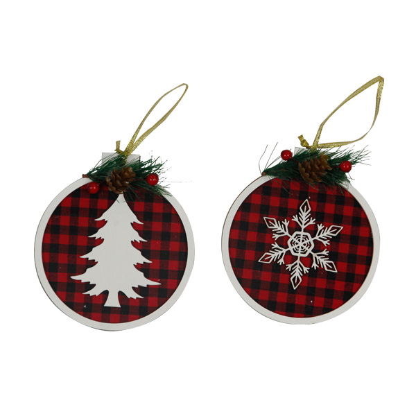 Christmas Ball Shape Plaid Hanging Ornaments