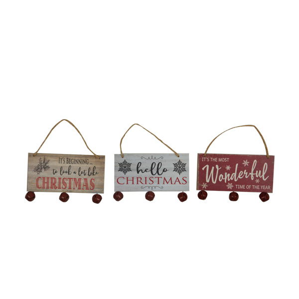 Wooden Ornaments With Hanging Jingle Bells