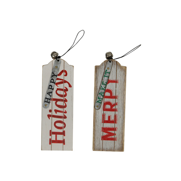 Rustic Plank Tag Sign With Jingle Bells
